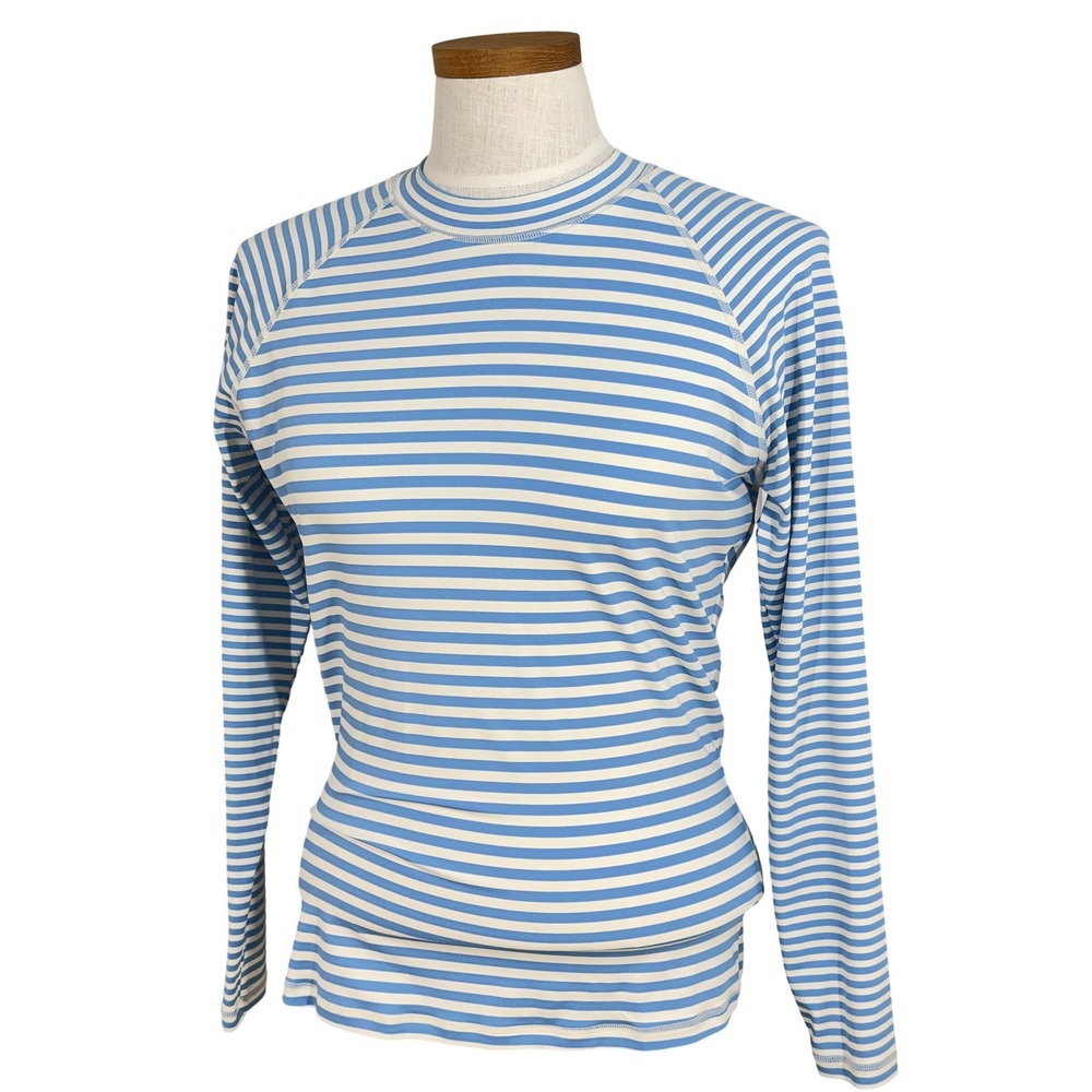 J.Crew Womens Swim Rash Guard XL Striped Sun UV Protection Shirt Top Water Surf